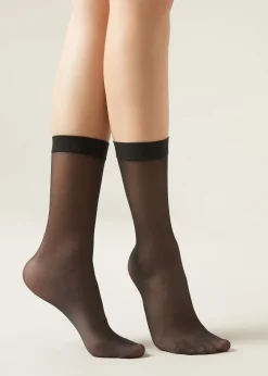 Sheer Socks^Calzedonia 20 Denier 3/4 Length Sheer Socks 019 - Black