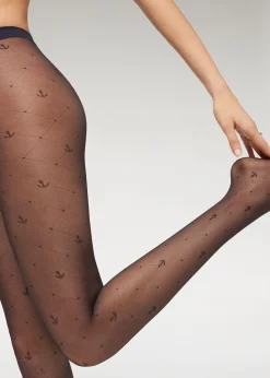 Patterned Tights^Calzedonia 50 Denier Marine Sheer Tights 016 - Blue