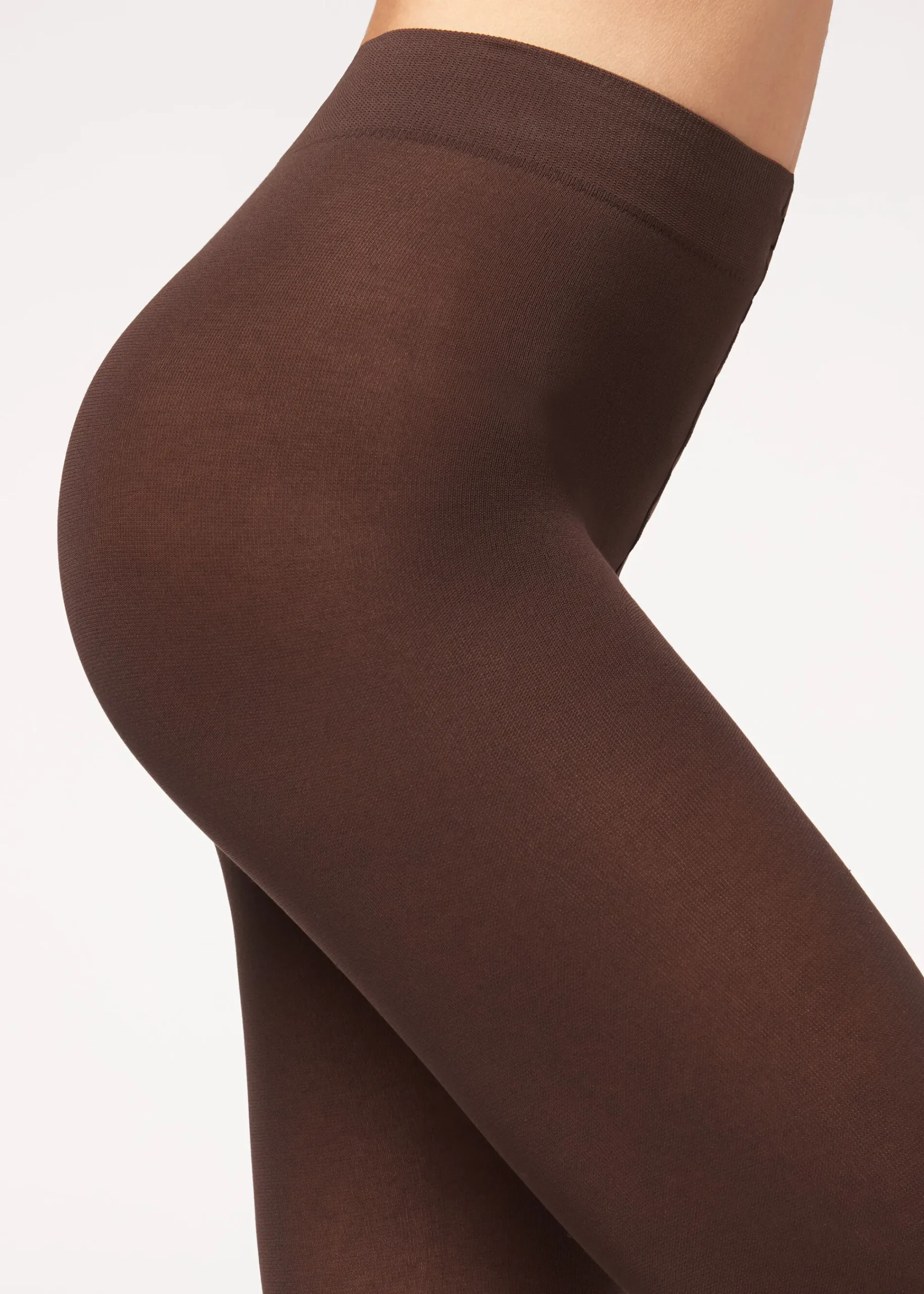 Opaque Tights^Calzedonia 100 Denier Opaque Cotton And Microfibre Tights 848 - Dark Brown