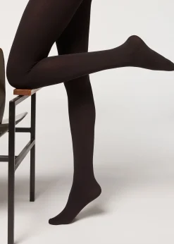 Opaque Tights^Calzedonia 100 Denier Opaque Cotton And Microfibre Tights 019 - Black