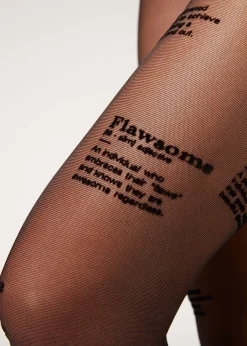 Patterned Tights^Calzedonia 30 Denier Sheer Tights With Flocked “Girl Power” Wording 019 - Black