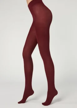 Patterned Tights^Calzedonia 50 Denier Total Comfort Soft Touch Tights 2240 - Wine Red Purple
