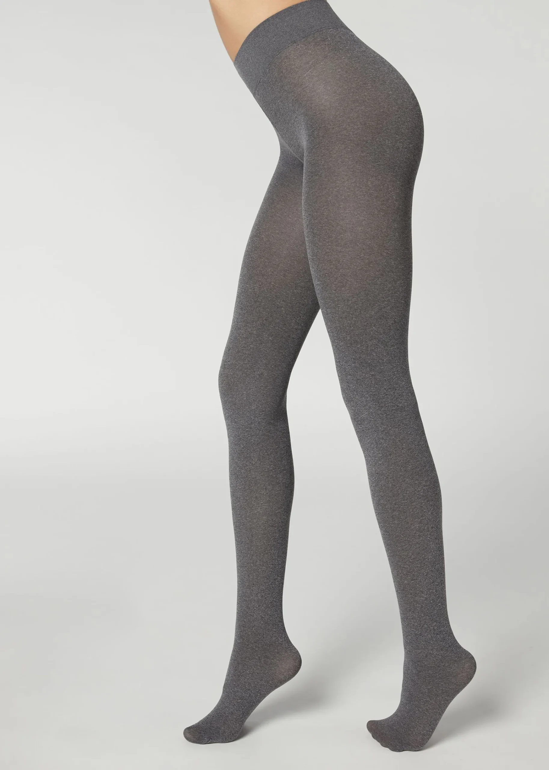 Patterned Tights^Calzedonia 50 Denier Total Comfort Soft Touch Tights 910 - Mid Grey Blend
