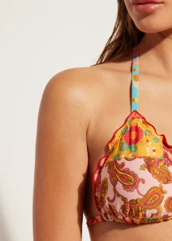 Bikini^Calzedonia Alicante Triangle Bikini Top With Removable Padding 694C - Cashmere Patchwork