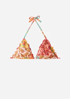 Bikini^Calzedonia Alicante Triangle Bikini Top With Removable Padding 694C - Cashmere Patchwork