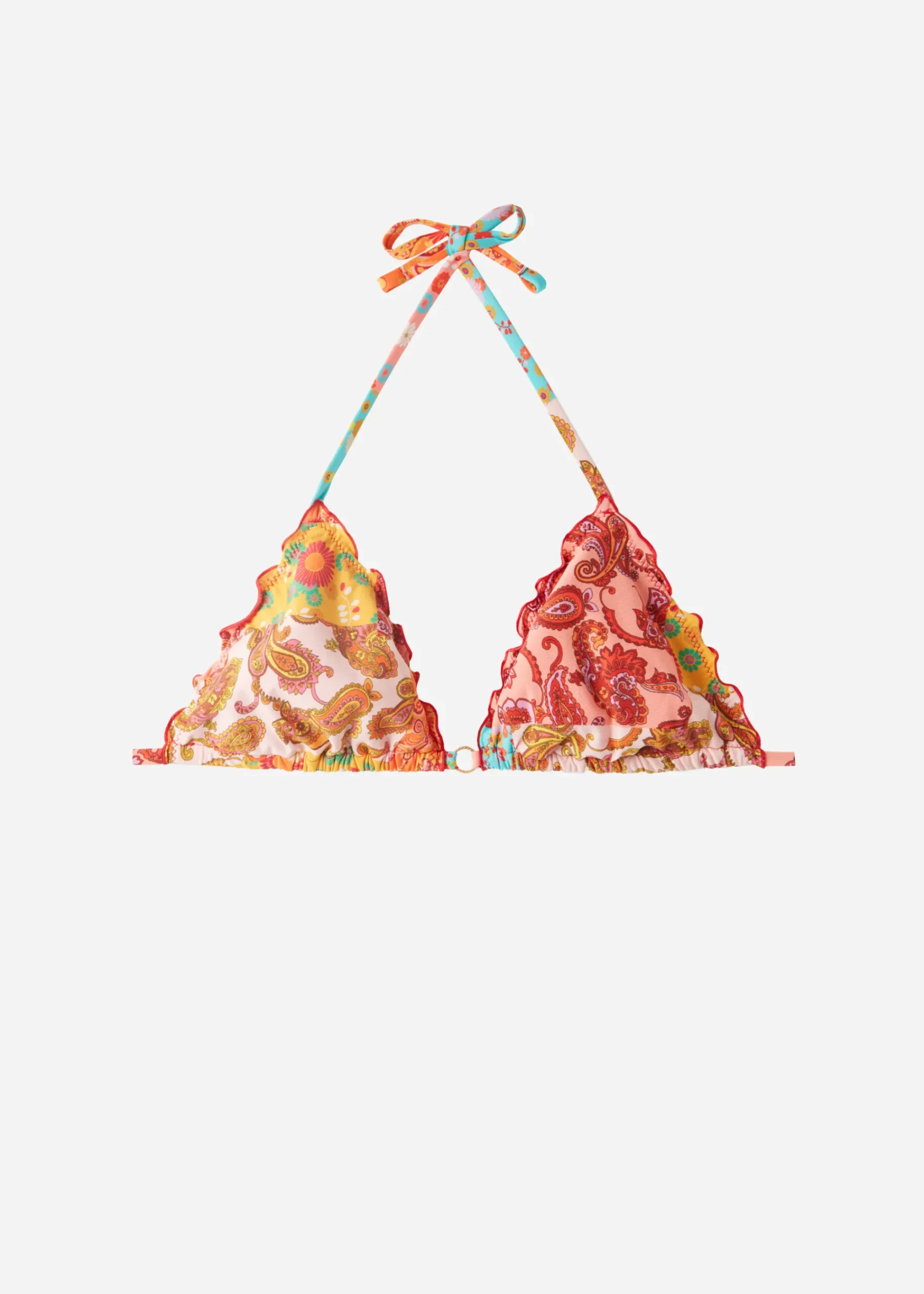 Bikini^Calzedonia Alicante Triangle Bikini Top With Removable Padding 694C - Cashmere Patchwork