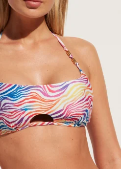 Bikini^Calzedonia Animal Pattern Brassiere Bikini Top Malaga 695C - Rainbow Zebra