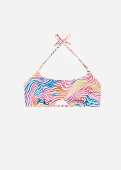 Bikini^Calzedonia Animal Pattern Brassiere Bikini Top Malaga 695C - Rainbow Zebra