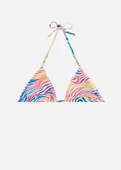 Bikini^Calzedonia Animal Pattern Triangle Bikini Top Malaga 695C - Rainbow Zebra