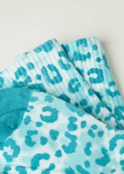 Short Socks^Calzedonia Animal Print Short Socks 9688 - Blue Animal Print