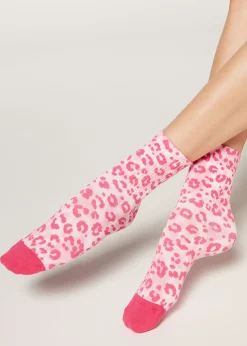 Short Socks^Calzedonia Animal Print Short Socks 9689 - Pink Animal Print