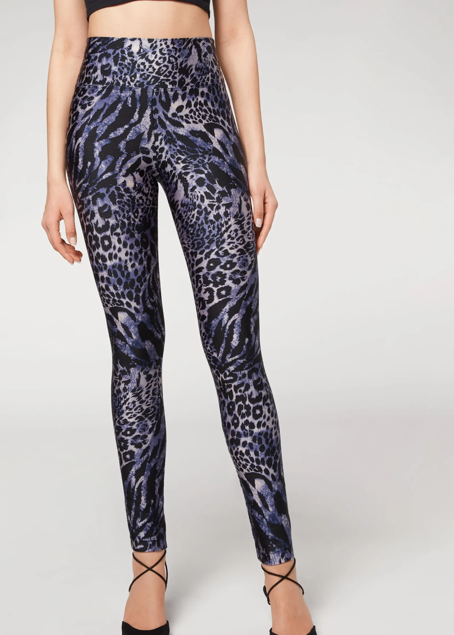 Leggings^Calzedonia Animal Print Sport Shine Leggings 603C - Speckled Blue-Grey