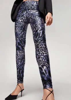 Leggings^Calzedonia Animal Print Sport Shine Leggings 603C - Speckled Blue-Grey