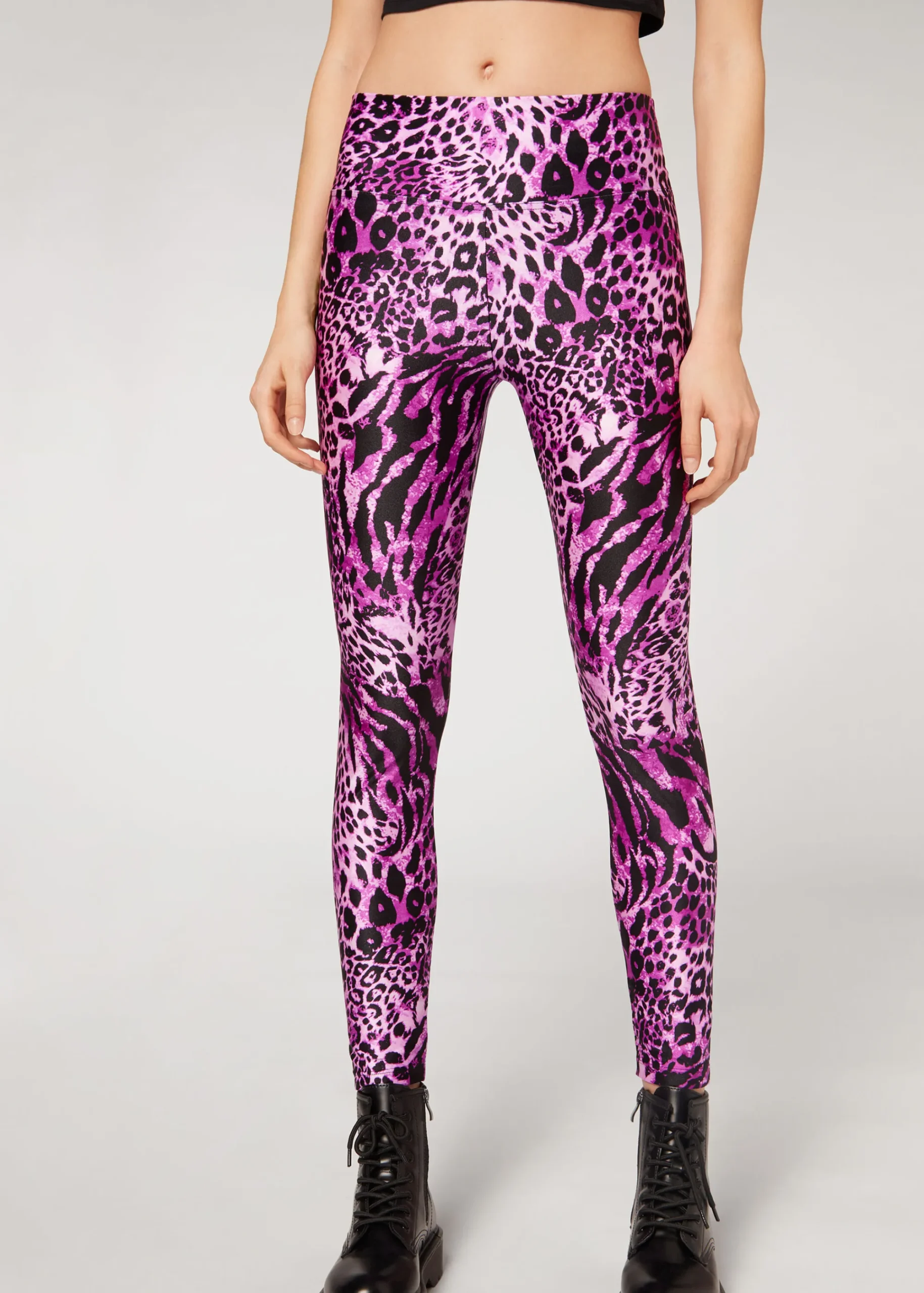 Leggings^Calzedonia Animal Print Sport Shine Leggings 604C - Speckled Cyclamen Pink