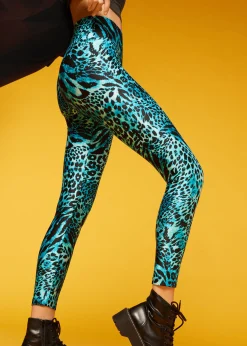 Leggings^Calzedonia Animal Print Sport Shine Leggings 602C - Speckled Turquoise