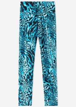 Leggings^Calzedonia Animal Print Sport Shine Leggings 602C - Speckled Turquoise