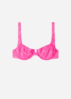 Bikini^Calzedonia Balconette Bikini Top Antibes 639C - Bright Pink Flowers
