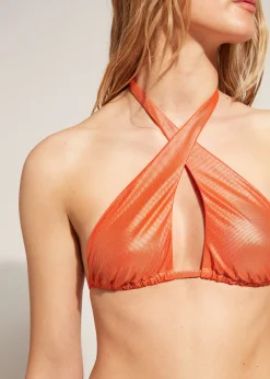 Bikini^Calzedonia Bandeau Bikini Top Antigua 633C - Orange Coral Rib