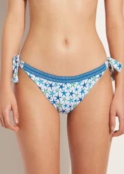 Bikini^Calzedonia Bayahibe Navy Stars Bow Brazilian Bikini Bottoms 670C - Navy Star