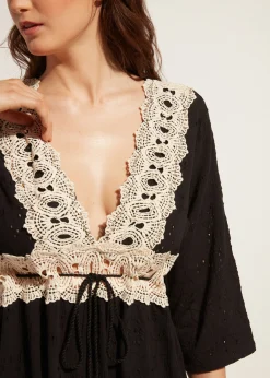 Beachwear^Calzedonia Broderie Anglaise Sequin Dress 06 - Black