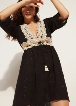 Beachwear^Calzedonia Broderie Anglaise Sequin Dress 06 - Black