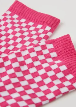 Short Socks^Calzedonia Check Pattern Short Socks 9653 - Fuchsia Check