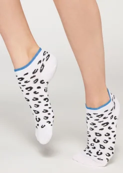 No-Show^Calzedonia Check Print No-Show Socks 9703 - White Animal