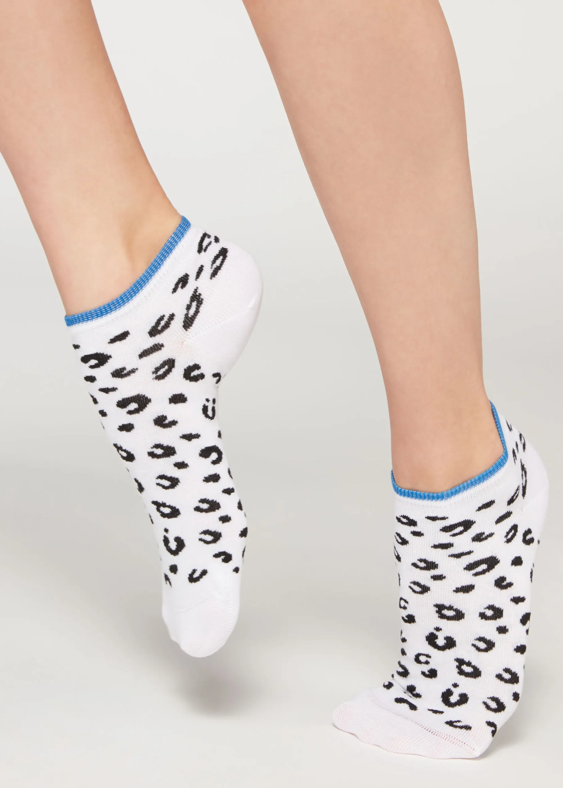 No-Show^Calzedonia Check Print No-Show Socks 9703 - White Animal