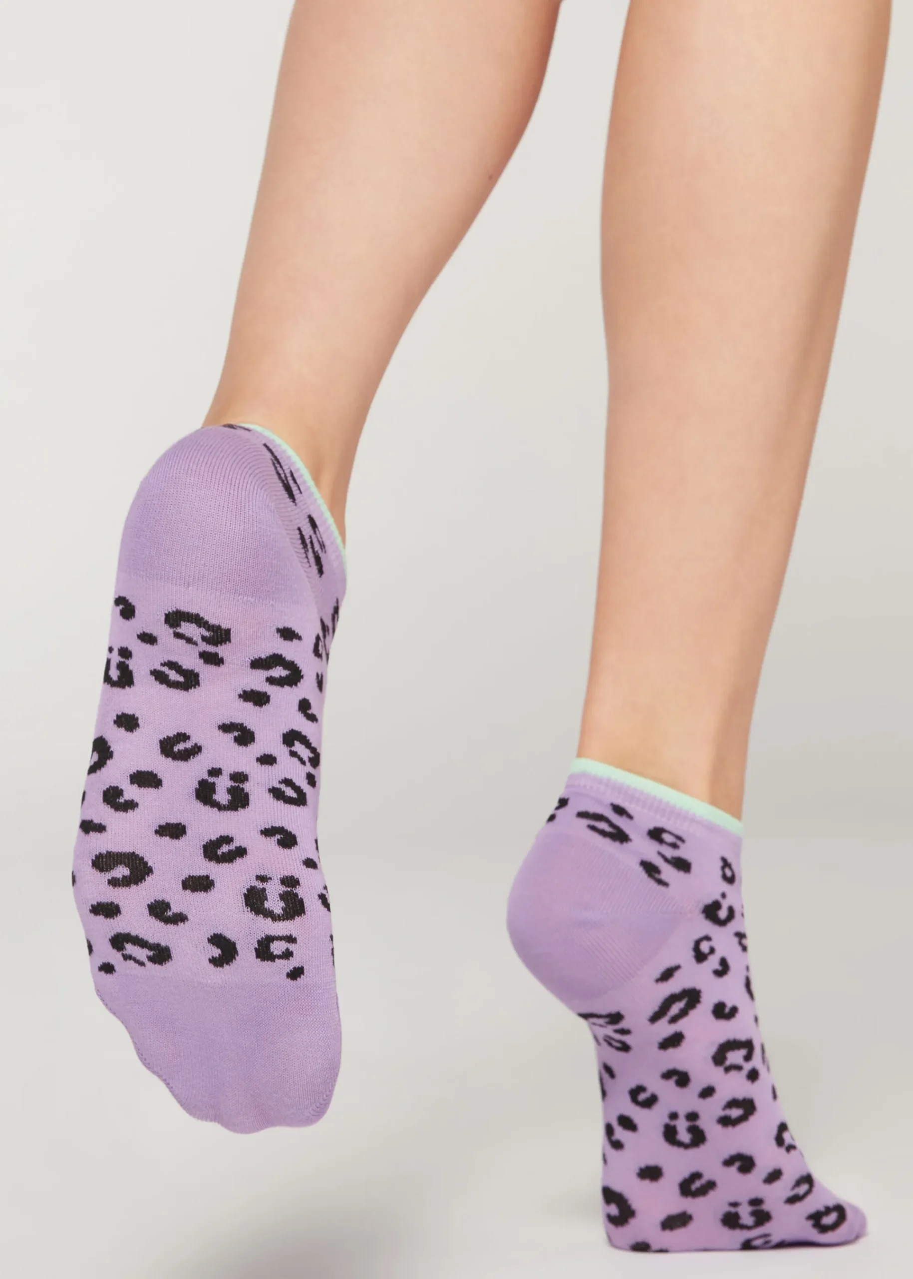 No-Show^Calzedonia Check Print No-Show Socks 9705 - Lilac Animal
