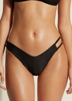 Bikini^Calzedonia Chevron High-Leg Brazilian Bikini Bottoms Casablanca 627C - Black 3D