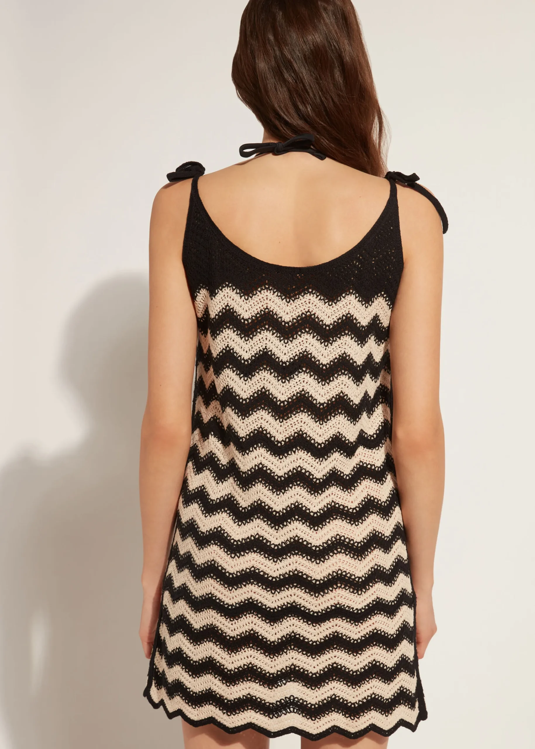 Beachwear^Calzedonia Chevron Pattern Crochet Dress 617C - Black/Light Beige
