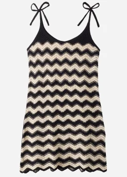 Beachwear^Calzedonia Chevron Pattern Crochet Dress 617C - Black/Light Beige