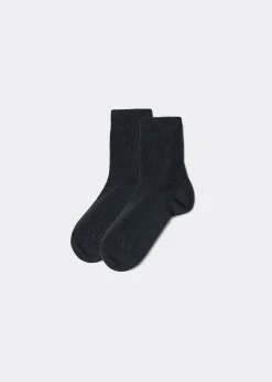 Short Socks^Calzedonia Children's Short Cotton Socks With Fresh Feet Breathable Material 020 - Anthracite Grey Blend