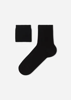 Short Socks^Calzedonia Children's Short Cotton Socks With Fresh Feet Breathable Material 019 - Black