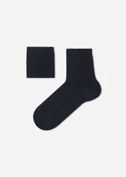 Short Socks^Calzedonia Children's Short Cotton Socks With Fresh Feet Breathable Material 016 - Blue