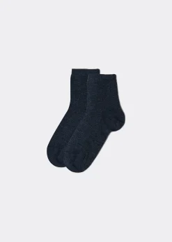 Short Socks^Calzedonia Children's Short Light Cotton Socks 218 - Denim Blue Blend