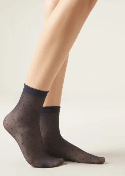 Short Socks^Calzedonia Classic Patterned Socks 4125 - Blue Polka Dots