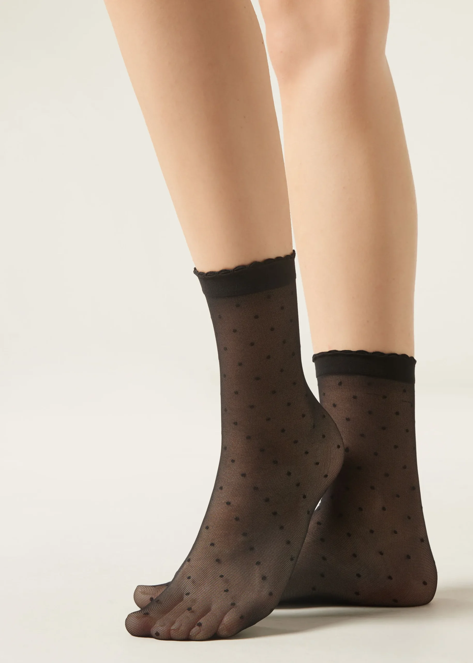 Short Socks^Calzedonia Classic Patterned Socks 4120 - Black Polka Dots