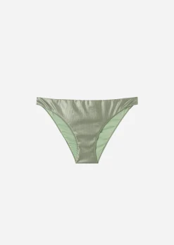 Bikini^Calzedonia Coated-Effect Bikini Bottoms Antigua 632C - Desert Green Rib
