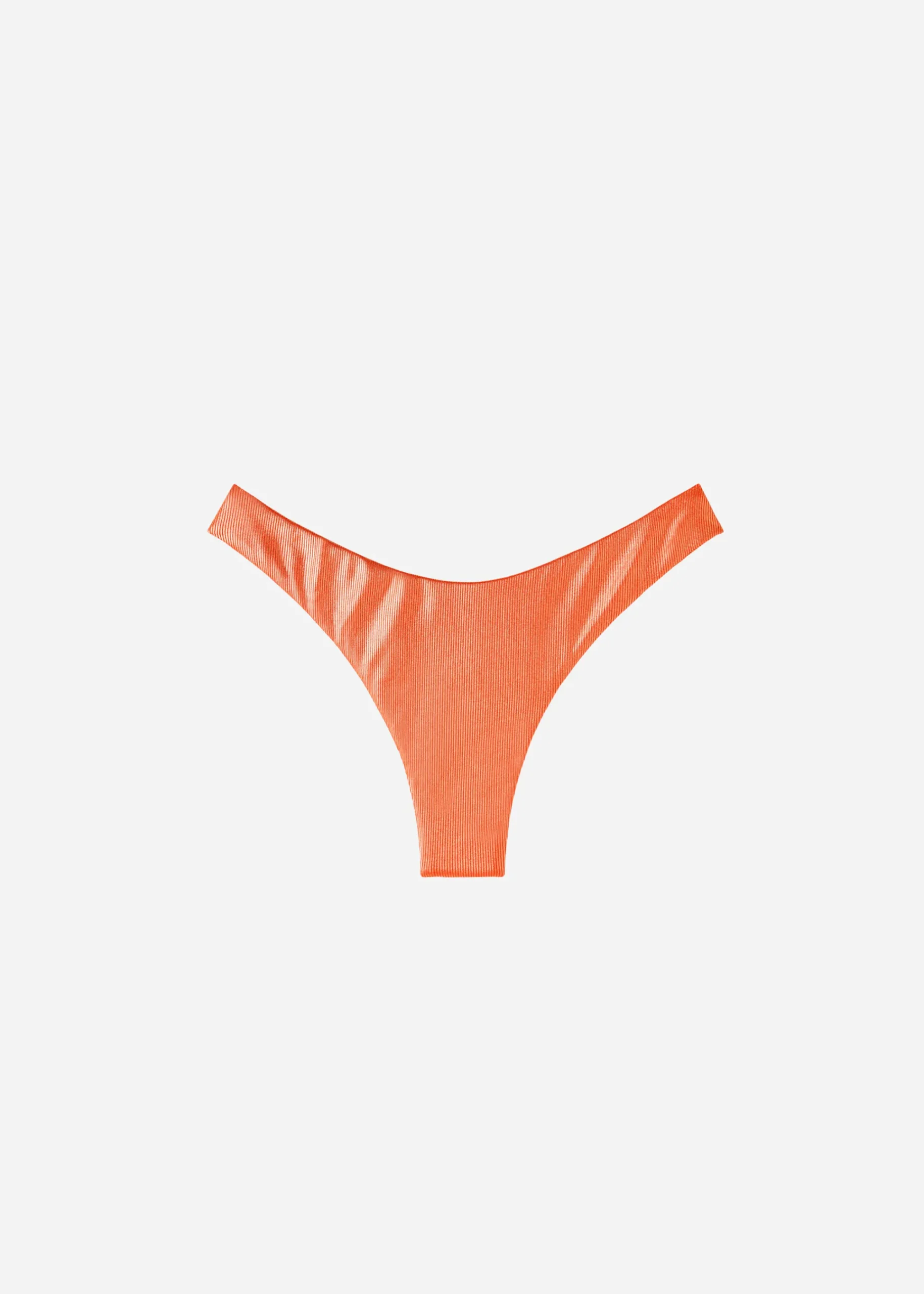 Bikini^Calzedonia Coated-Effect High-Leg Brazilian Bikini Bottoms Antigua 633C - Orange Coral Rib