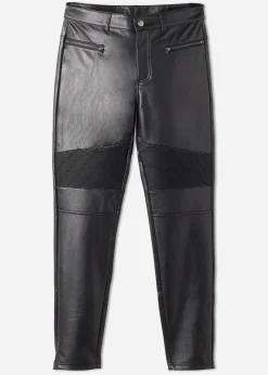 Trousers^Calzedonia Coated-Effect Thermal Skinny Biker Leggings 019 - Black