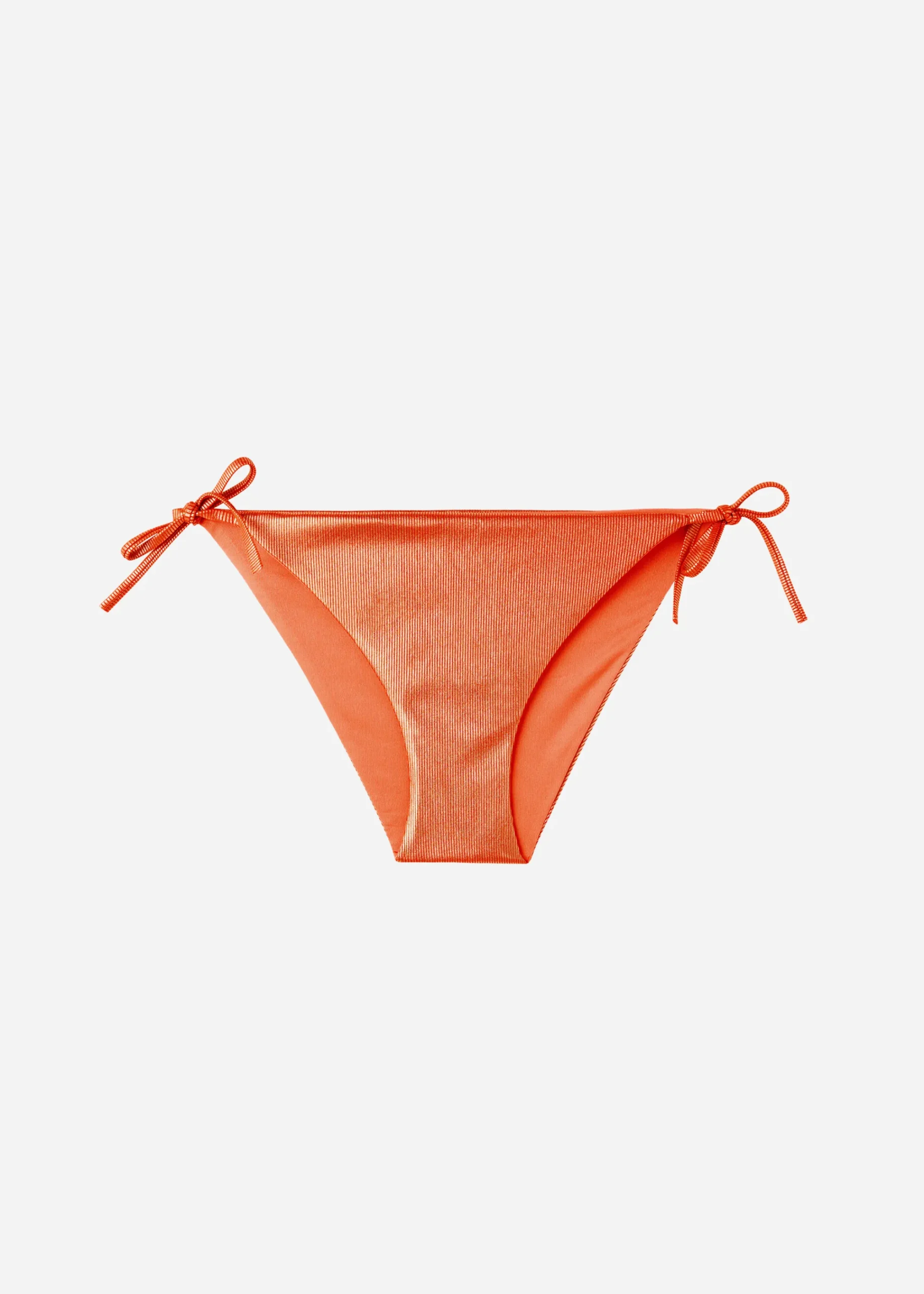 Bikini^Calzedonia Coated-Effect Tie Bikini Bottoms Antigua 633C - Orange Coral Rib