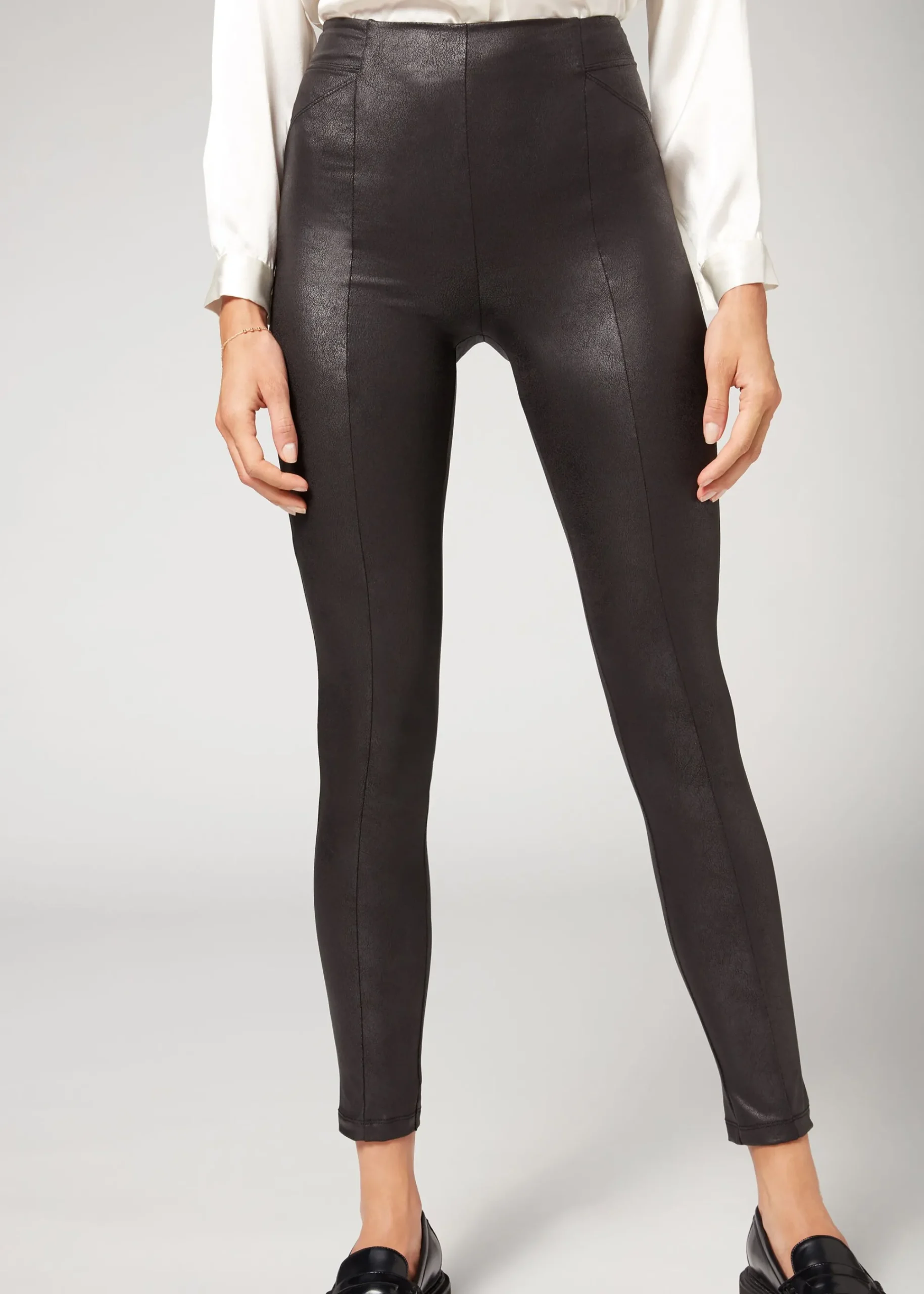 Leggings^Calzedonia Coated-Effect Total Shaper Biker Leggings 019 - Black