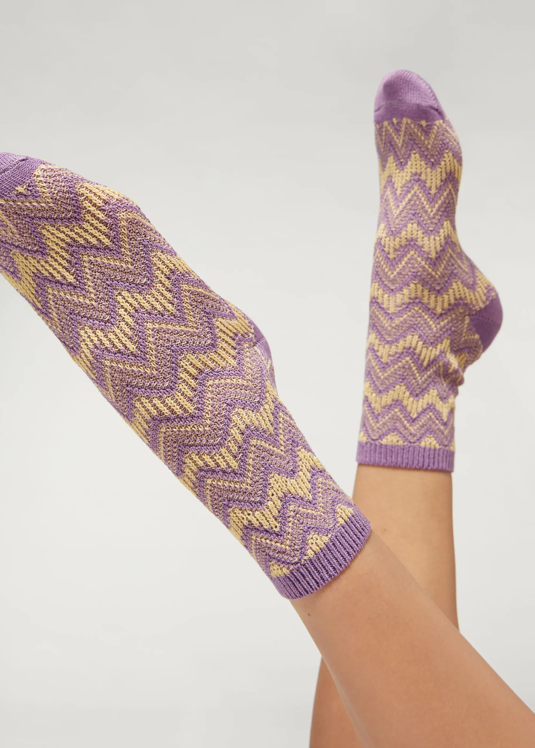 Short Socks^Calzedonia Colourful Chevron Motif Short Socks 9699 - Lilac Chevron