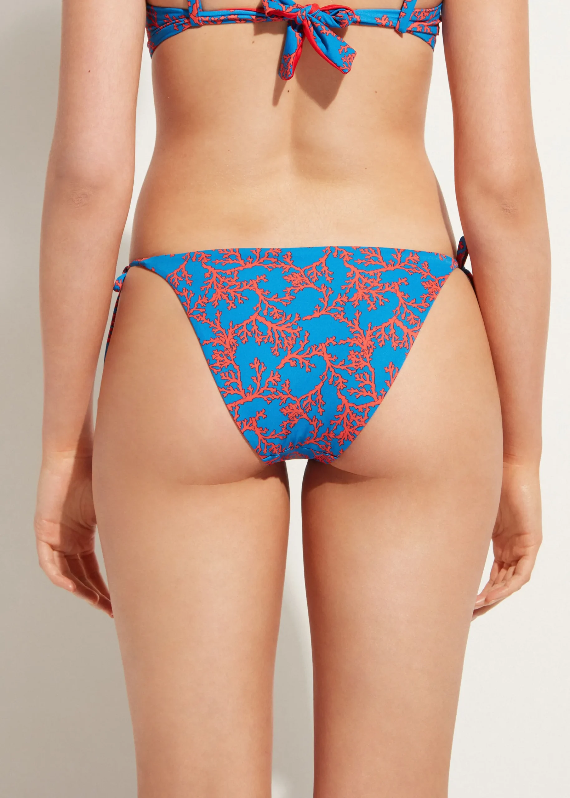 Bikini^Calzedonia Coral Pattern Tie Bikini Bottoms Bali 653C - Orange Coral