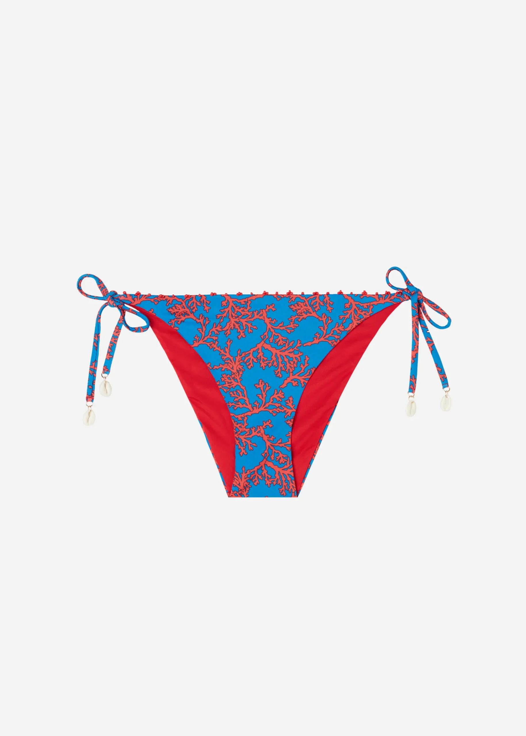 Bikini^Calzedonia Coral Pattern Tie Bikini Bottoms Bali 653C - Orange Coral
