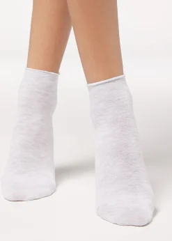 Short Socks^Calzedonia Cotton Bandless Short Socks 825 - Light Grey Blend