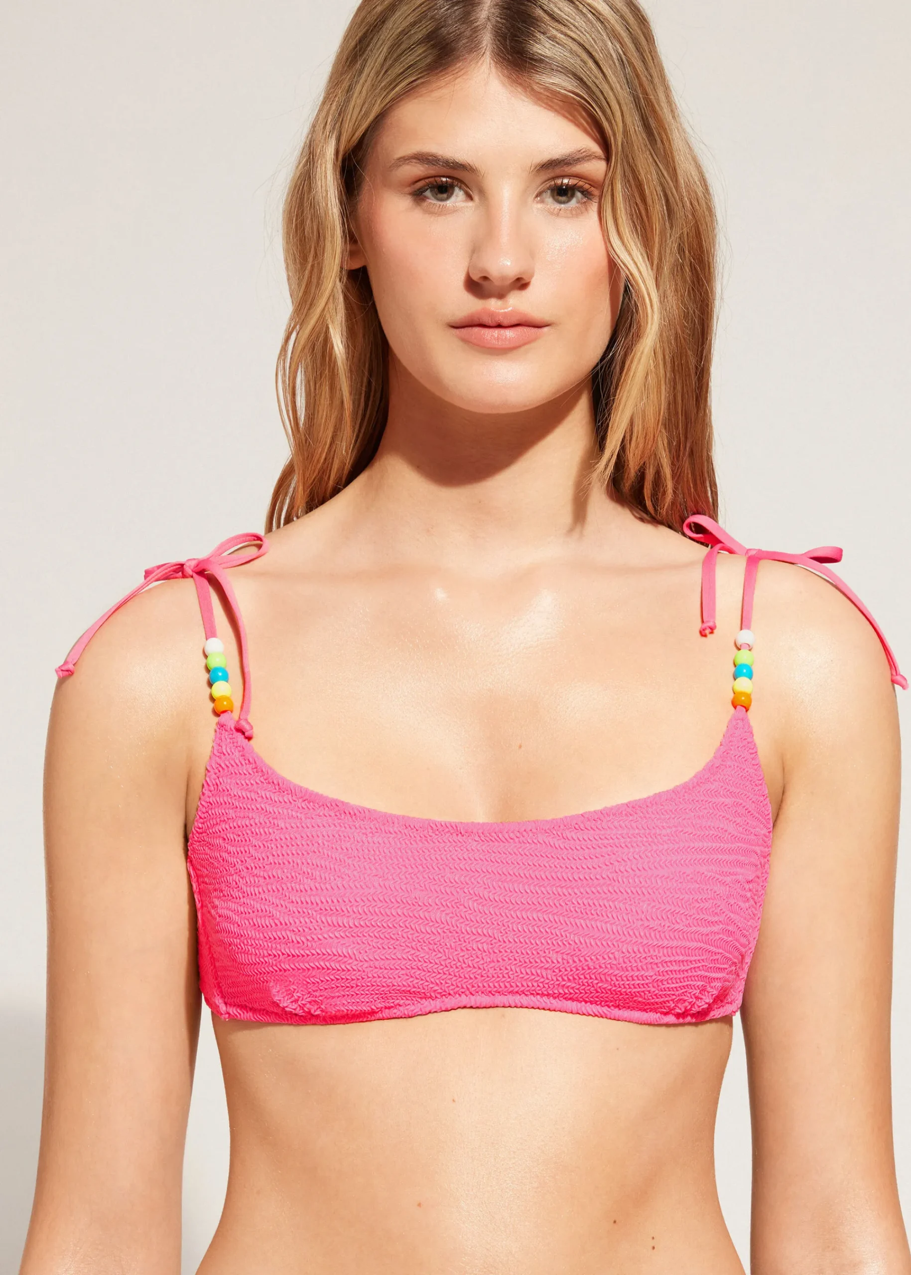 Bikini^Calzedonia Crinkle Crop Bikini Top San Diego 641C - Candy Pink