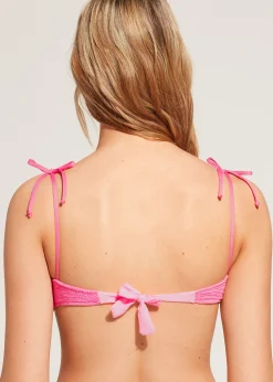 Bikini^Calzedonia Crinkle Crop Bikini Top San Diego 641C - Candy Pink