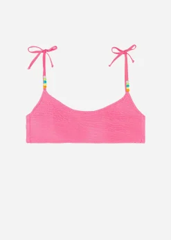 Bikini^Calzedonia Crinkle Crop Bikini Top San Diego 641C - Candy Pink